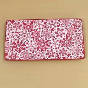 Hallmark snowflake rectangle holiday platter red white 10 x 5 ceramic